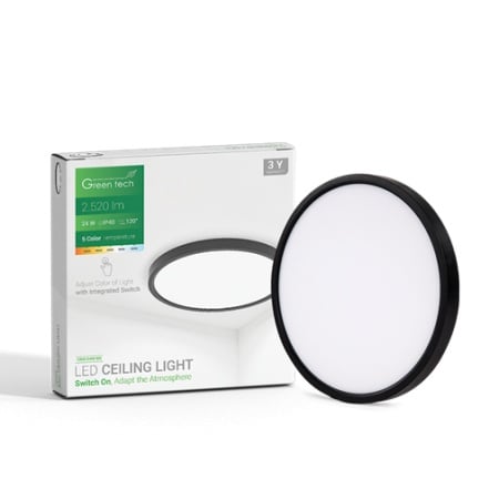 Green tech led plafonjera 24w 3000k-3500k-4000k-5000k-6500k fi40cm 5cct crna ( CNX-24W-BK )