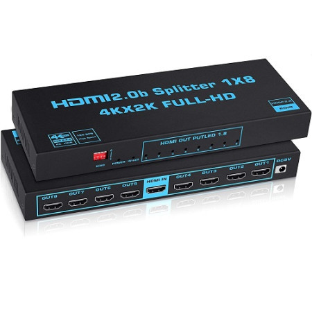 HDMI spliter aktivni 1/8 V2.0 5V/3A KT-HSP-1. ( 11-406 )