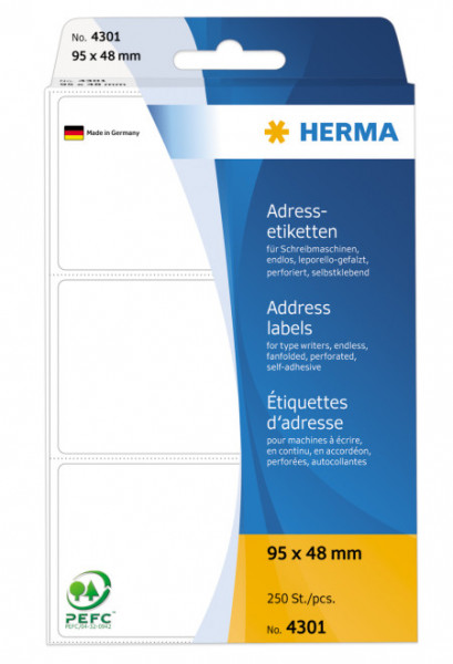 Herma etikete 95X48, zaobljene ivice rolna/ 1/rolna bela ( 02H4301 )