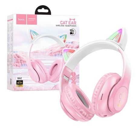 Hoco Bežične stereo slušalice, Bluetooth v5.3, 400mAh - W42 Cat Ears, Cherry Blossom