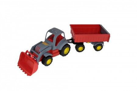 Igračka za decu crveni traktor sa kašikom i prikolicom 67x17x18cm ( 045027 ) - Img 1