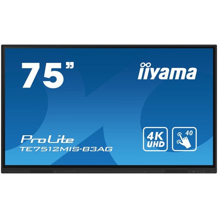 Iiyama prolite te7512mis-b3ag 75" interactive 4k uhd touchscreen 840 x 2160 ips 1200:1 8ms 40, 5pt writing iiware 10 (android os 11) ( TE75