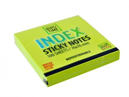 Index, blokčić, samolepljivi, 76 x 76 mm, 100 lista, neon zelena ( 490123 ) - Img 1