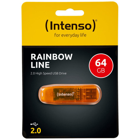 Intenso USB flash drive 64GB Hi-Speed USB 2.0, rainbow line, orange - USB2.0-64GB/rainbow