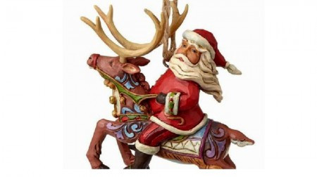 Jim Shore Santa Riding Reindeer Hanging Ornament Figure ( 031717 )