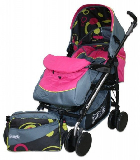 Jungle Teddy Dečija kolica sa torbom za mamu - pink ( 012110 ) - Img 1