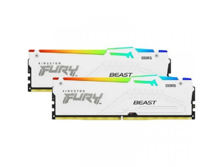 Kingston DDR5 32GB (2x16GB) 5200MHz fury beast White RGB XMP memorija ( KF552C40BWAK2-32 )