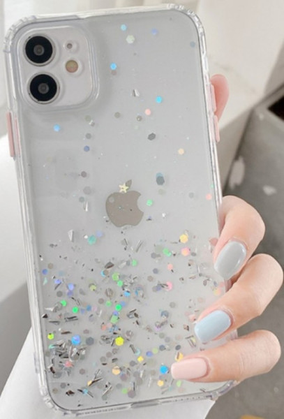 MCTK6-IPHONE X/XS Furtrola 3D Sparkling star silicone Transparent - Img 1