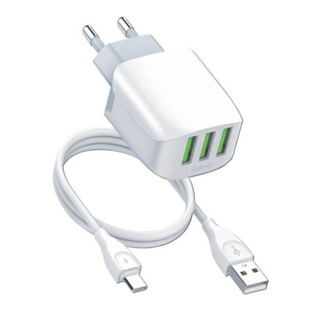 MOYE Voltaic USB Charger 3 Ports 5V/3.4A 17W White ( 042599 ) - Img 1