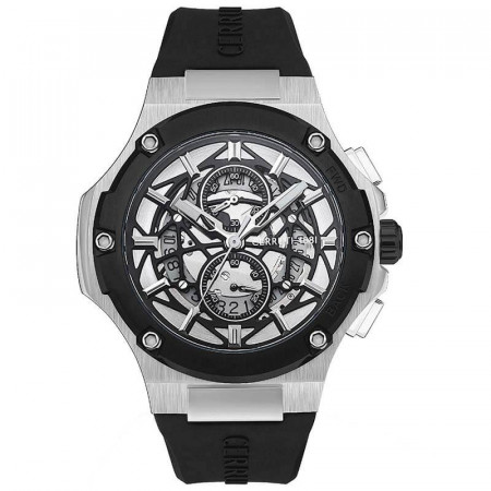Muški cerruti srebrni crni sportski ručni sat sa crnim silikonskim kaišem ( cra29804 ) - Img 1
