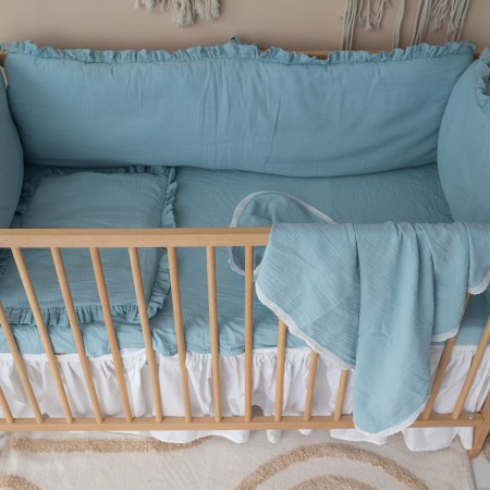 Muslin ogradica za krevetac sa posteljinom i prekrivačem plava ( TNC_96C4P3_0865100 ) - Img 1