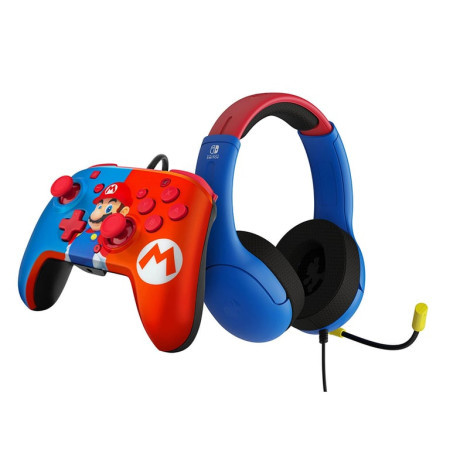 PDP Nintendo Switch wired airlite headset & rematch controller Mario ( 059464 )