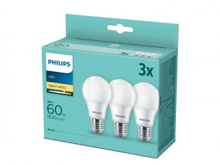 Philips PS727 LED 8W (60W) A60 E27 WW FR ND 3PF/6 DISC - Img 1