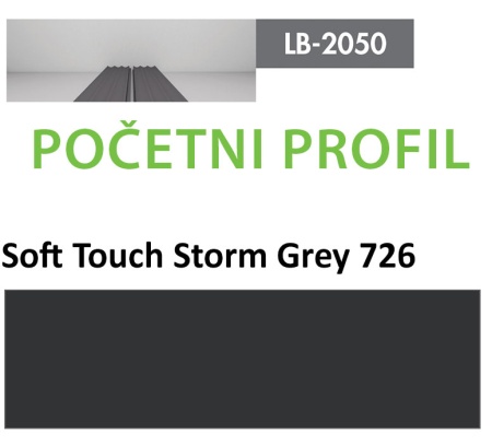 Profil Zidni MDF Početni LB-3821-A Soft Touch Storm Grey (726) 2800x121x18mm ( 026-106 )