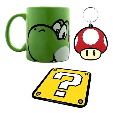 Pyramid International Super Mario (Yoshi) Mug Coaster Keychain Gift Set ( 066909 )