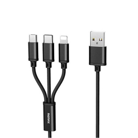 Remax Gition RC-131 USB 3u1 Lightning/Micro USB/Type C crni 1m Kabl