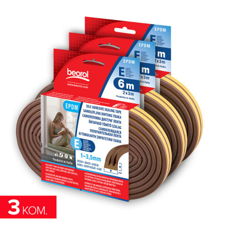 Samolepljiva dihtung traka 6m, E-profil, braon - 3kom Beorol ( 3EBR6 )