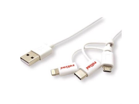 Secomp Roline USB 2.0 Charge & Sync A micro B + 8 pin + C m/m 1.0m ( 5366 )