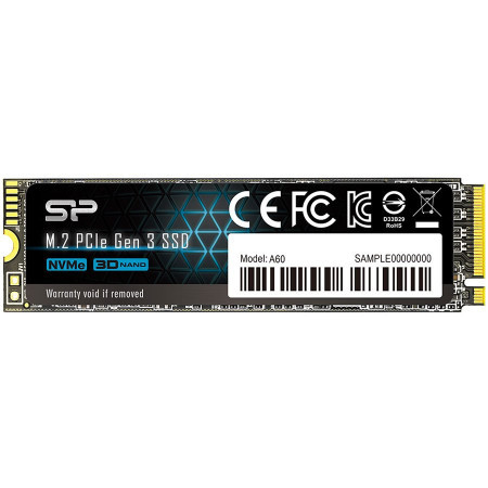 SiliconPower A60 256GB SSD, M.2 2280, PCIe Gen3x4, SLC Cache, ReadWrite: 22001600 Mbs ( SP256GBP34A60M28 )