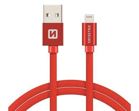 Swissten data kabl tekstil USB na iPhone 1.2m crveni