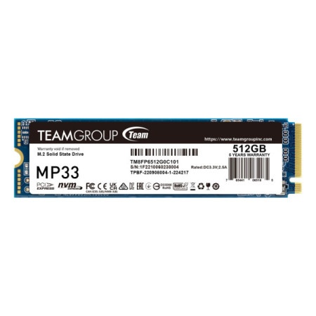 Teamgroup 512gb mp33 gen3x4 1700mbs/1400mbs tm8fp6512g0c101 SSD M.2 NVMe