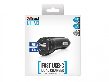 Trust brzi auto punjac USB-C&amp;USB za telefone i tablete&#039; ( &#039;21588&#039; ) - Img 1