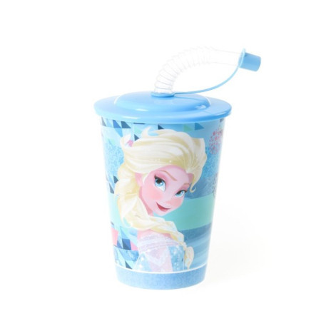 Tubule, čaša sa cevčicom, plastična, Frozen, 450ml ( 322826 )