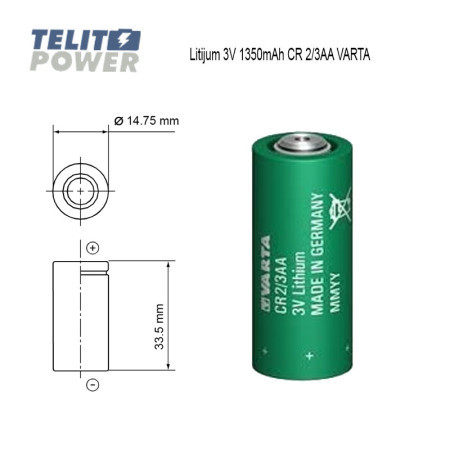 Varta litijum CR 2/3AA 3V 1350mAh ( 3143 ) - Img 1