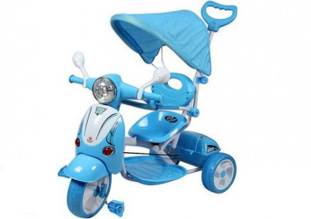 Vespa Tricikl 410 za decu sa tendom +  mekano sedište - plavi - Img 1