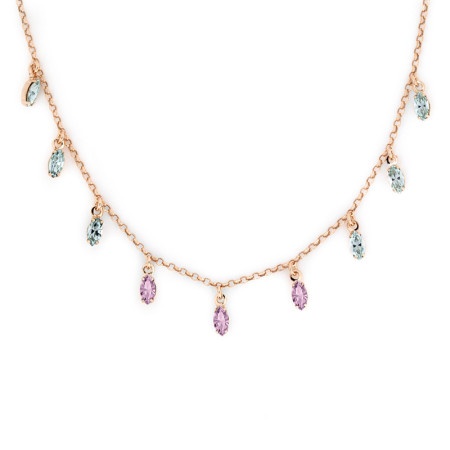 Victoria cruz aqua rose gold light amethyst ogrlica sa swarovski kristalima ( a3734-05sg )