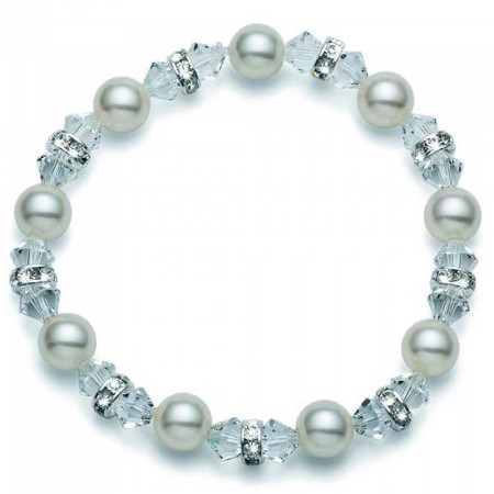 Ženska oliver weber pearl crystal narukvica sa swarovski belim perlama i kristalima ( 31003 ) - Img 1