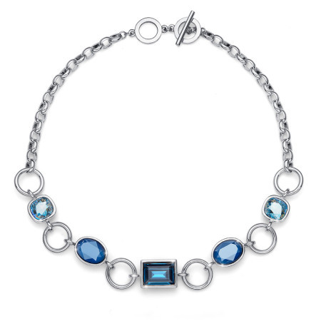 Ženska oliver weber royal blue ogrlica sa swarovski plavim kristalima ( 11800.blu )