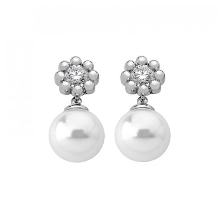 Ženske majorica exquisite bele srebrne biserne mindjuše sa kristalima 10 mm ( 10893.01.2 000.010.1 ) - Img 1