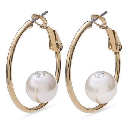 Ženske oliver weber hoop enter pearl gold mindjuše sa belim swarovski perlama ( 22928g )