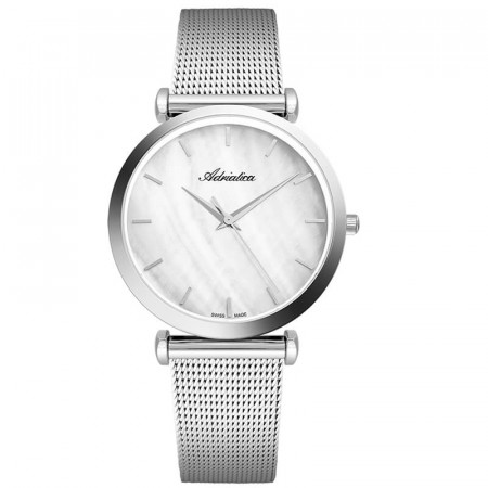 Ženski adriatica milano mermer beli srebrni modni ručni sat sa srebrnim pancir kaišem ( a3713.511fq )