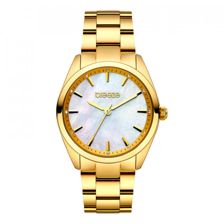 Ženski breeze finesse crystal beli zlatni modni ručni sat sa zlatnim metalnim kaišem ( 212051.1 )