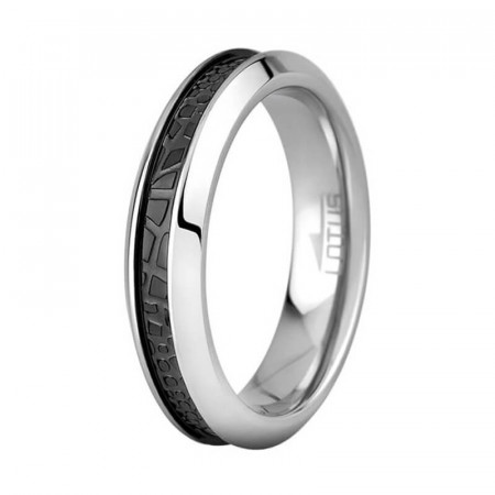 Ženski lotus style steel rings uži staklo crni prsten od hirurškog Čelika 54 ( ls1427-3/114 )