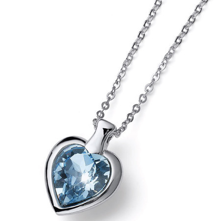 Ženski oliver weber heart small aqua lančić sa swarovski plavim kristalnim priveskom ( 12158r.202 )