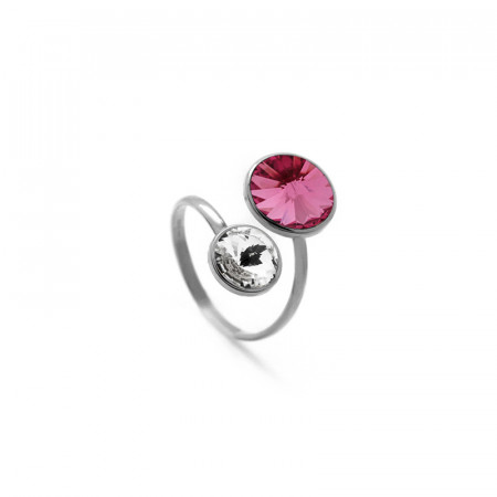 Ženski victoria cruz basic double rose prsten sa swarovski roze kristalom ( a2052-34a )