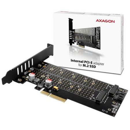 Axagon PCEM2-D PCI-E 3.0 4x - DUAL M.2 SSD (NVMe + SATA) ( 0001044426 ) - Img 1