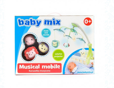 Baby Mix muzicka vrteška vesele životinjice roze ( A034933 )