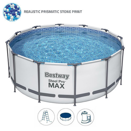 Bestway bazen za dvoriste Pro Max sa celicnim ramom (kompletna oprema:filter pumpa,prekrivac I merdevine)366x122 cm ( 56420 )