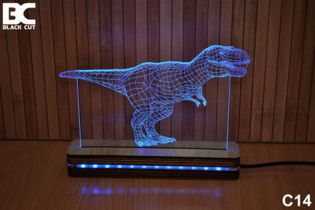Black Cut 3D Lampa jednobojna - Tiranosaurus ( C14 )