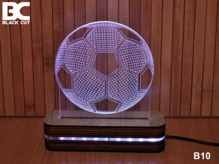 Black Cut 3D Lampa sa 9 različitih boja i daljinskim upravljačem - Fudbalska lopta ( B10 )