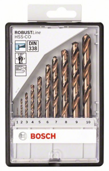Bosch 10-delni robust Line set burgija za metal HSS-Co 1 2 3 4 5 6 7 8 9 10 mm ( 2607019925 ) - Img 1