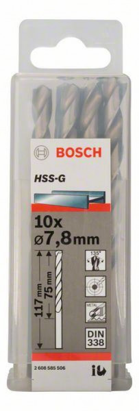 Bosch burgija za metal HSS-G, DIN 338 7,8 x 75 x 117 mm, jedan komad ( 2608585506. )