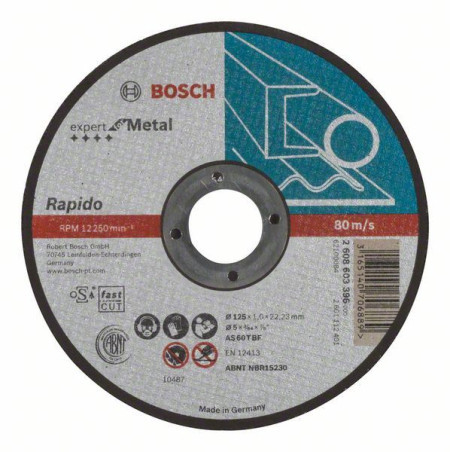 Bosch rezna ploča ravna expert for metal - rapido AS 60 T BF, 125 mm, 1,0 mm ( 2608603396 ) - Img 1