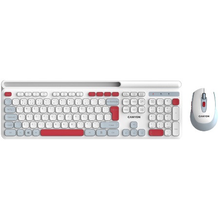 Canyon hset-w5 en/ad keyboard+mouse wireless white ( CNS-HSETW5WT-AD )