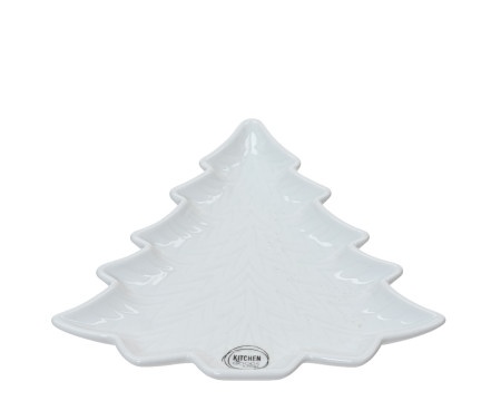 Dekordom novogodišnja dekoracija - plate porcelain tree 20cm 604080 - white - kmg ( 043372 )-1