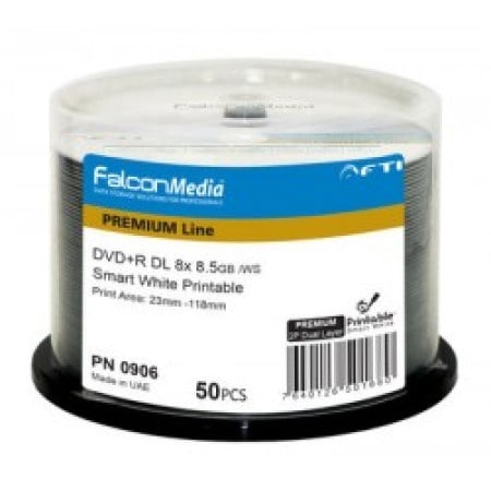 Falconmedia dvd+r 8.5gb dl 8xfface white printable 50pac/cake/f0906 ( 55YFP85+/Z )